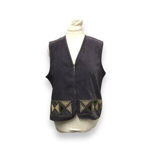 Monterey by Koret Vintage Women’s Patchwork/Embroidery Vest, Grey, size XL